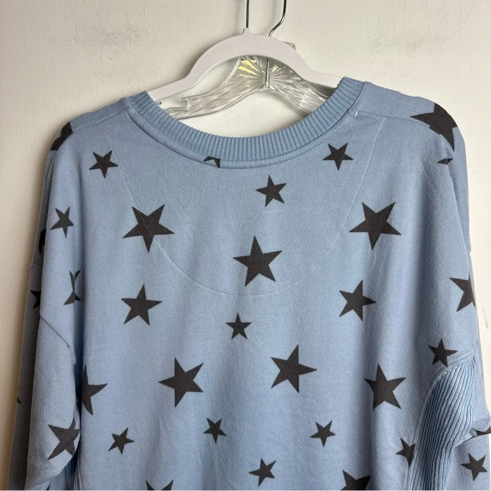 Cuddl Duds Pajama Set Sz Large Blue Star Print Sweatshirt Joggers